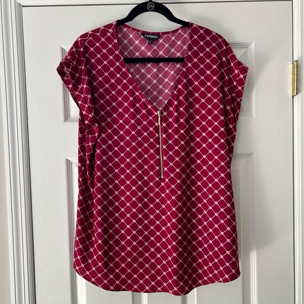 Express half zip womens dress shirt - short sleeves - xl
